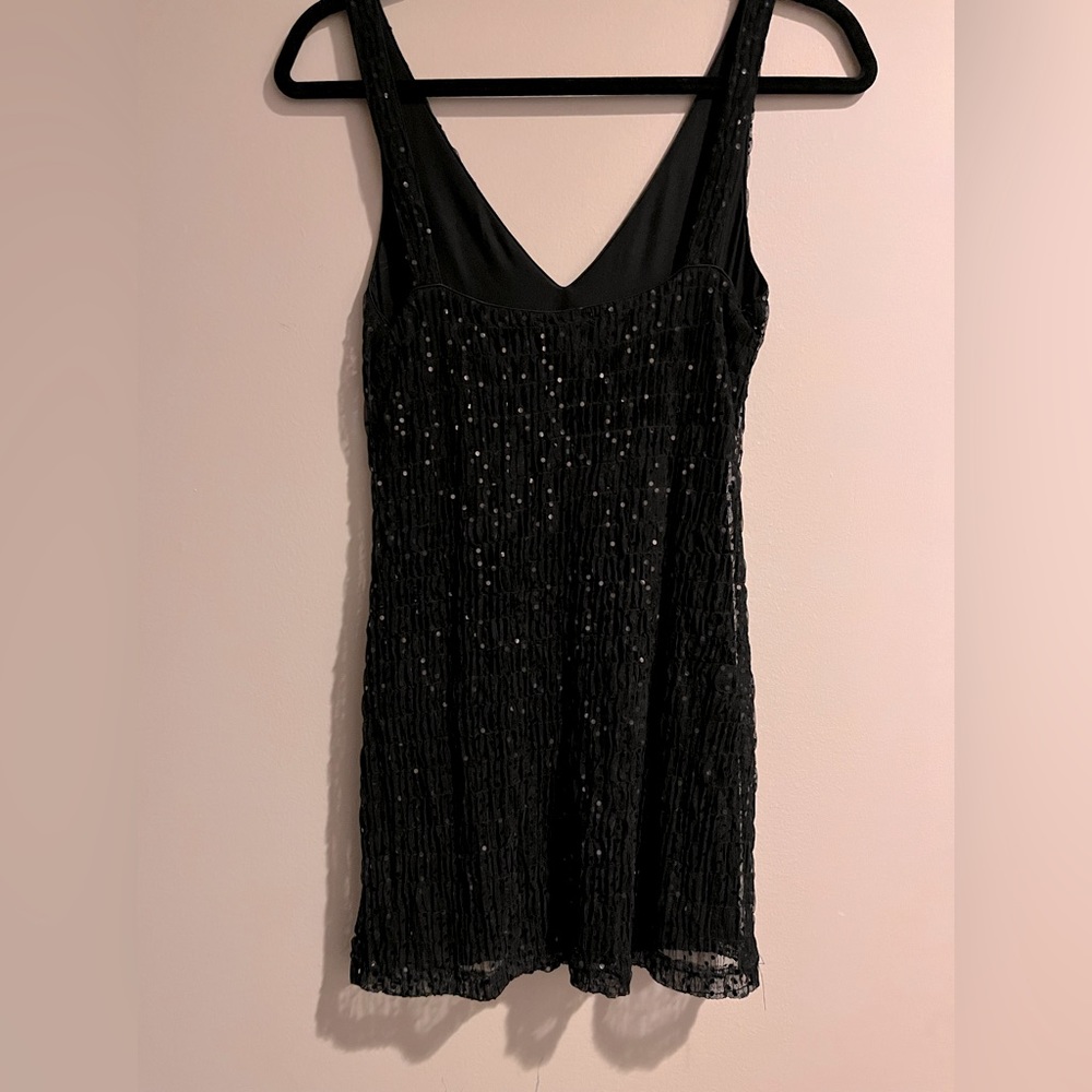 Ralph Lauren black sequined party dress- stretch fabric- wears well-